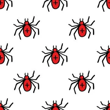 Spider seamless doodle pattern, vector illustration Stock Illustration