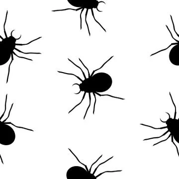 Spider seamless pattern on white. Illustrazione stock