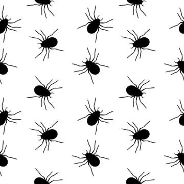 Spider seamless pattern on white. 스톡 일러스트