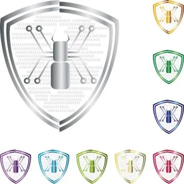 Spider, security, hacking, shield, logo Illustrazione stock