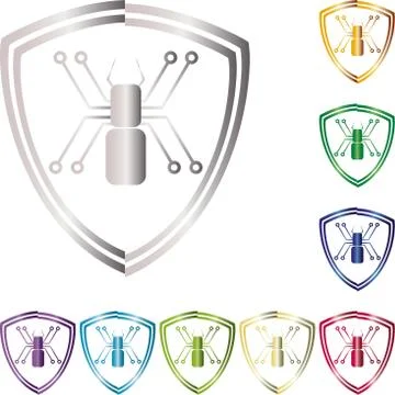 Spider, security, internet, shield, logo Stock Illustration