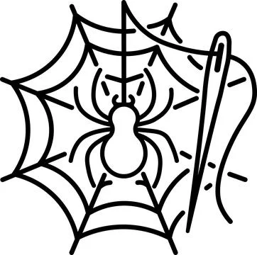 Spider sewing web with needle and thread Stock Illustration