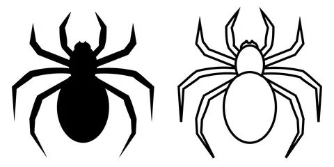 Spider silhouette and outline vector icon set for Halloween design Stock Illustration