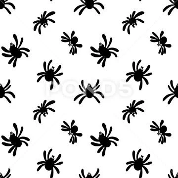 Spider silhouette pattern on white background Stock Illustration
