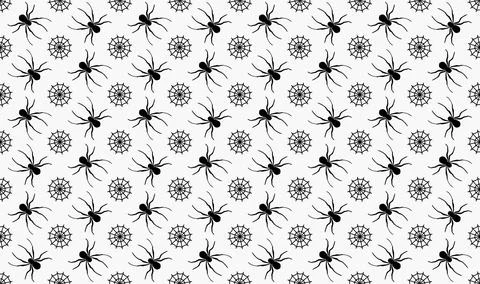 Spider sits on the web vector seamless pattern Stock Illustration