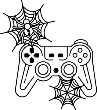 Spider spins web above a game controller イラスト素材
