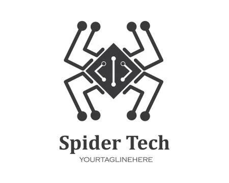 Spider technology logo vector icon illustration Illustrazione stock