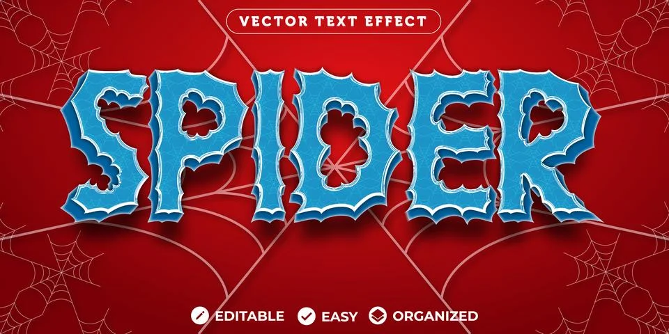 Spider Text Effect,Fully Editable Font Text Effect Stock Illustration