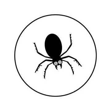 Spider - vector logo icon for web. black on white. Minimalistic cartoon style Stock Illustration