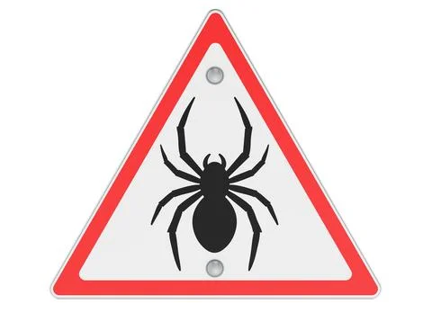 Spider warning sign with red triangle. 3D rendering Stock Illustration