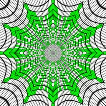 Spider web, abstract mandala in green and black on white background, effect s Stock Illustration