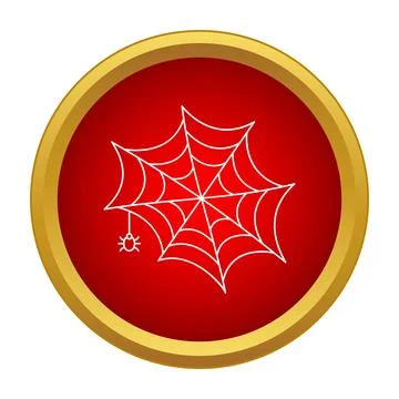 Spider web and arachnid on red gold icon Stock Illustration