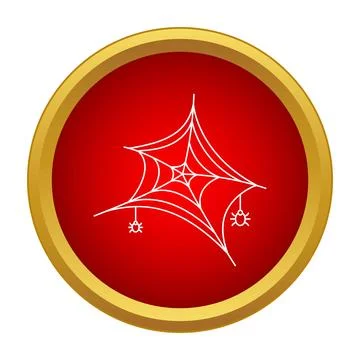 Spider web and spiders in red circle icon Stock Illustration