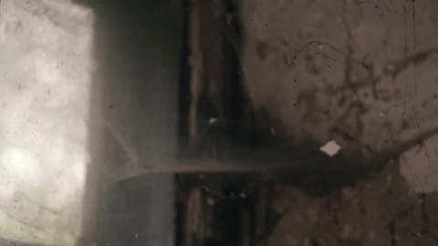 Spider web around window in the basement of the old house Stock Footage 114019372