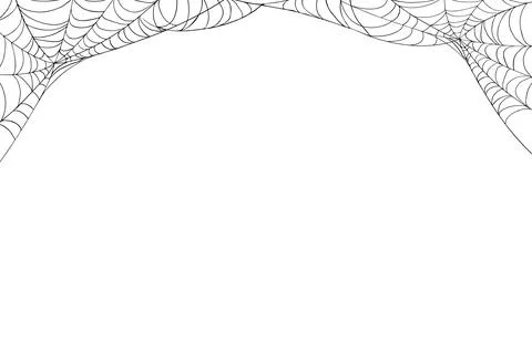 Spider web border halloween frame isolated white background spooky corner c.. Stock Illustration