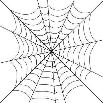 Spider web center cobweb line art vector flat illustration isolated on white Illustrazione stock