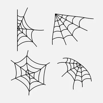 Spider web cobweb vector icon doodle, Spiderweb border circle cartoon net Illustrazione stock