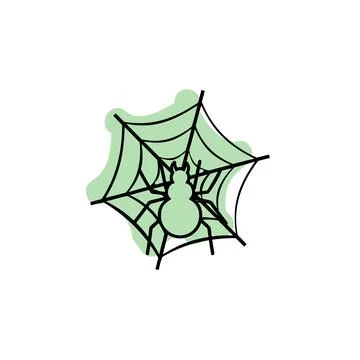 Spider on the web with color shadow vector icon in halloween set Stock Illustration