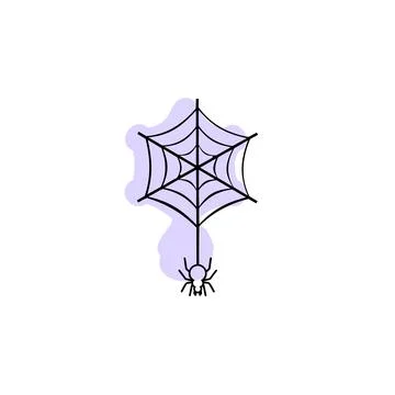 Spider on the web with color shadow vector icon in halloween set Stock Illustration
