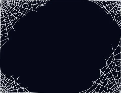 Spider web corbers isolated on black background. Frame with Halloween cobwebs Stock Illustration