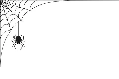 Spider web corner border with hanging black spider vector Stock Illustration