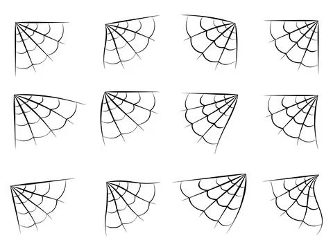 Spider web corner set Stock Illustration