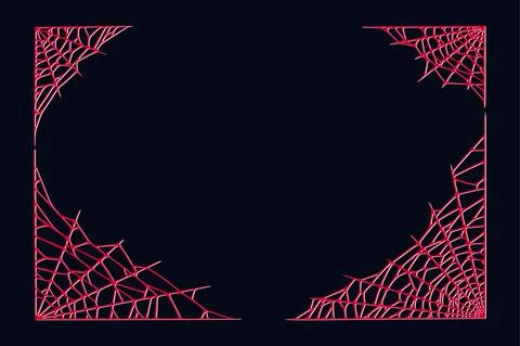 Spider web corners isolated on dark background. Spooky Halloween red cobwebs Illustrazione stock