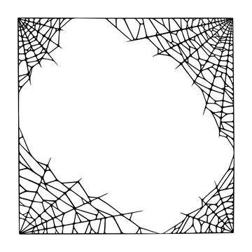 Spider web corners isolated on white background. Spooky Halloween cobweb border Stock Illustration