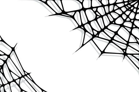 Spider web corners on white background. Spooky Halloween cobweb. Vector Stock-Illustration
