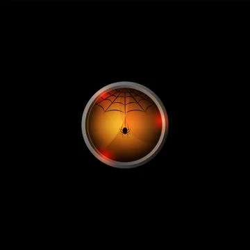 Spider on the web creative halloween 3d icon on a black background, horror or Stock Illustration