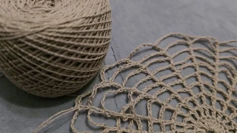 Spider web crochet pattern for napkins and tablecloths. Handmade. Stock Footage 295515211