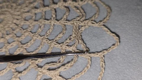 Spider web crochet pattern for napkins and tablecloths. Handmade. Stock Footage 295515284