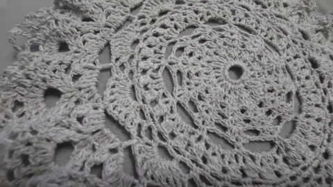 Spider web crochet pattern for napkins and tablecloths. Handmade. Cotton Stock Footage 306242967