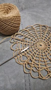 Spider web crochet pattern for napkins and tablecloths. Handmade. Cotton Foto stock