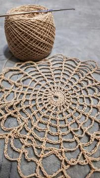 Spider web crochet pattern for napkins and tablecloths. Handmade. Cotton Foto stock