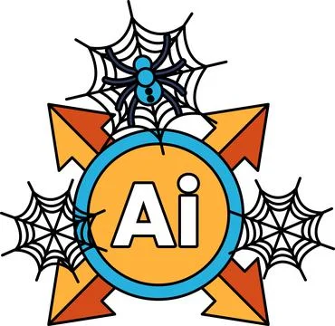 Spider web decorates a bold letter "Ai" center イラスト素材
