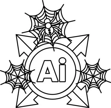 Spider web decorates a bold letter "Ai" center イラスト素材