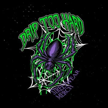 Spider web with dripping toxic. Vector illustration for streetwear design Stock Illustration