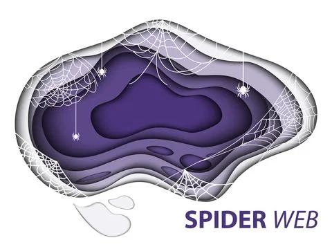 Spider web elements,spooky, scary, horror halloween decor. Hand drawn silhouette Stock Illustration