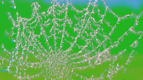Spider web formation with ice water on green screen Stock Footage 313798618