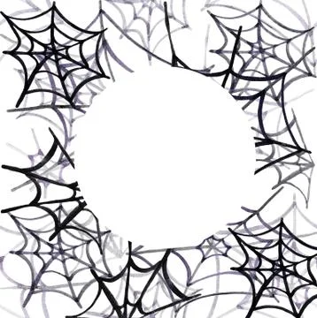 Spider web. Frame. Watercolor Stock Illustration