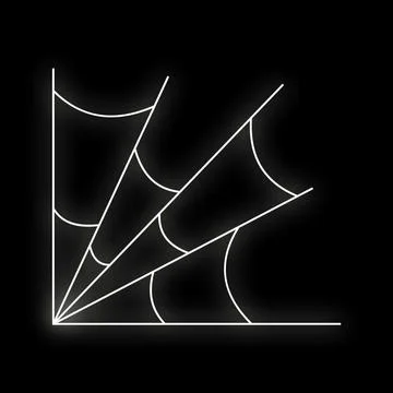 Spider web glowing neon line art in corner Stock Illustration