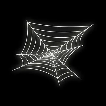 Spider web glowing neon line art on black Stock Illustration