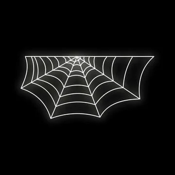Spider web glowing outline on black background Stock Illustration