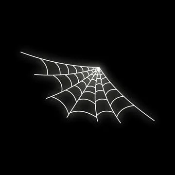 Spider web glowing white on black background Stock Illustration
