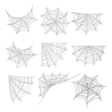 Spider web for halloween and cobweb elements decoration isolated on white bac Stock Illustration