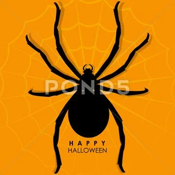 Spider on web for Halloween Background Stock Illustration