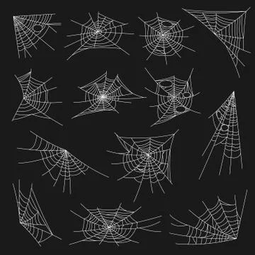Spider web Halloween design. Vector cobweb set Stock Illustration