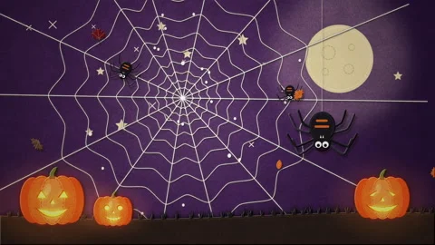 Spider Web Halloween Stop Motion Background Stock Footage 346768514