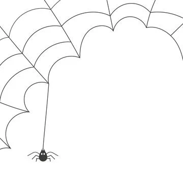 Spider on the web, Halloween template isolated Stock Illustration